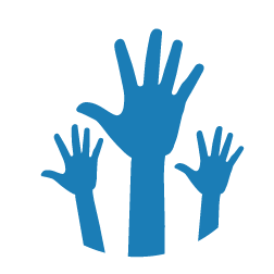 blue hands up