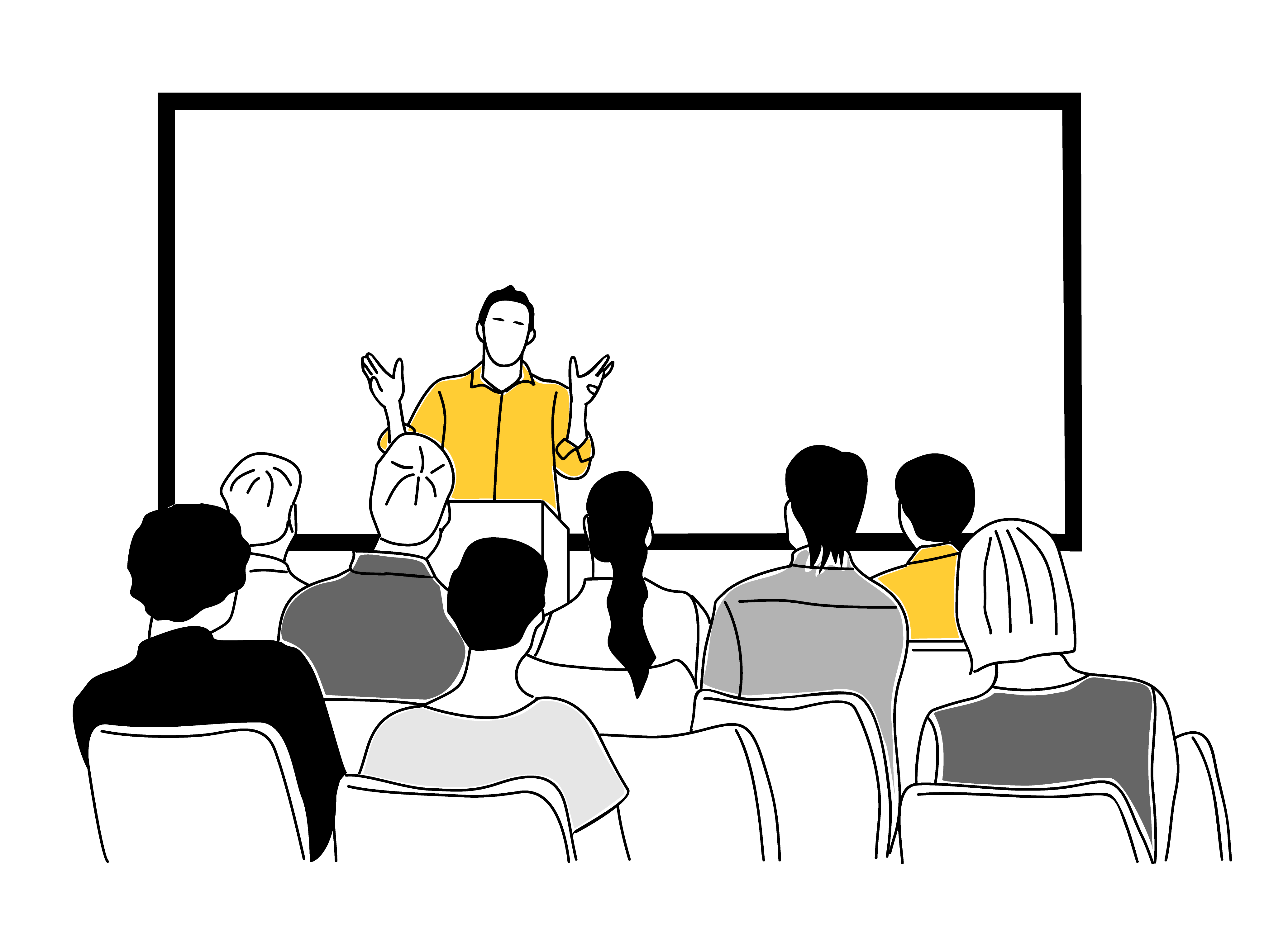 A group watching a presentation.