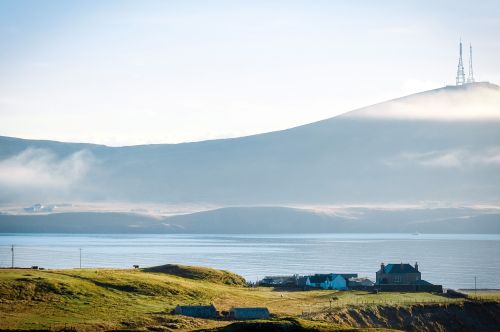 Image of Bressay with mist on the hills
