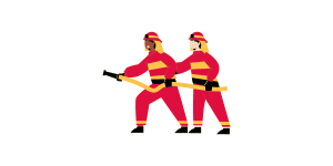 2 firefighters working together holding a hose