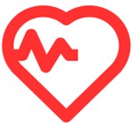 A red hear with a line of a pulse