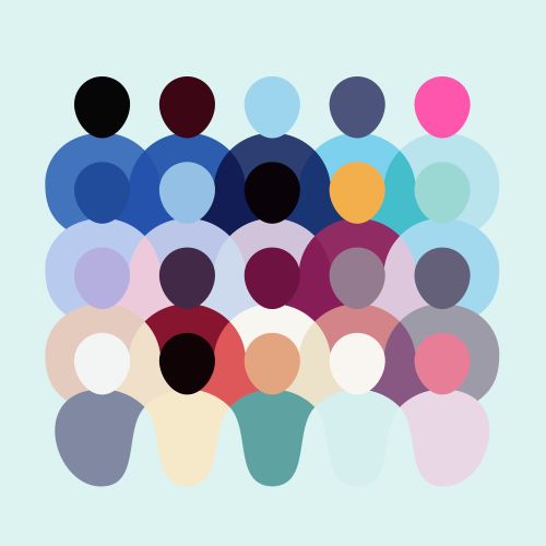 A large group of people in different colours