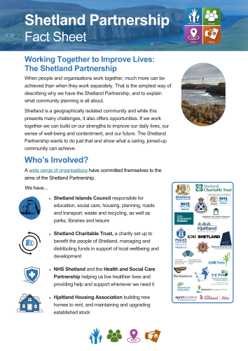 The front cover of the Shetland Partnership Fact Sheet.