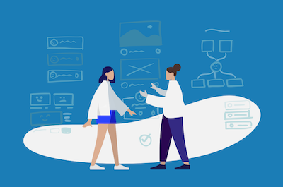 two figures discussing ideas