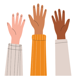 An image of three hands sticking up.