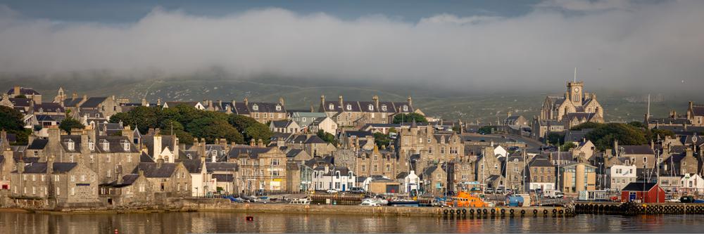 Image of waterfront in Lerwick with buildings in the background