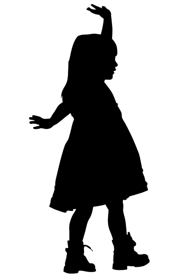 A silhouette of a girl dancing.