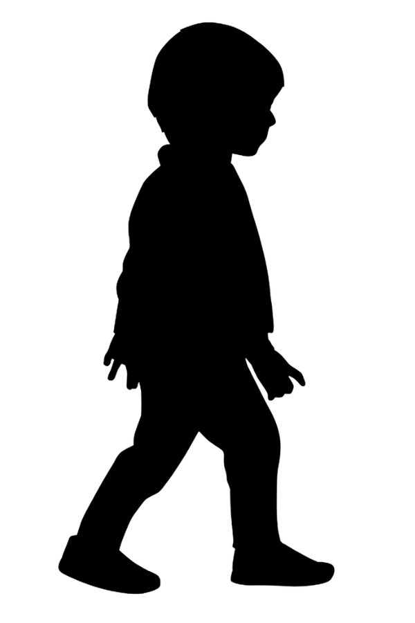Silhouette of a girl walking.