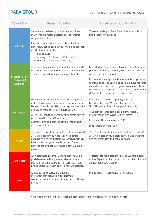 Papa Stour resilience leaflet page one.