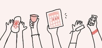 hands in the air illustration holding sanitary products