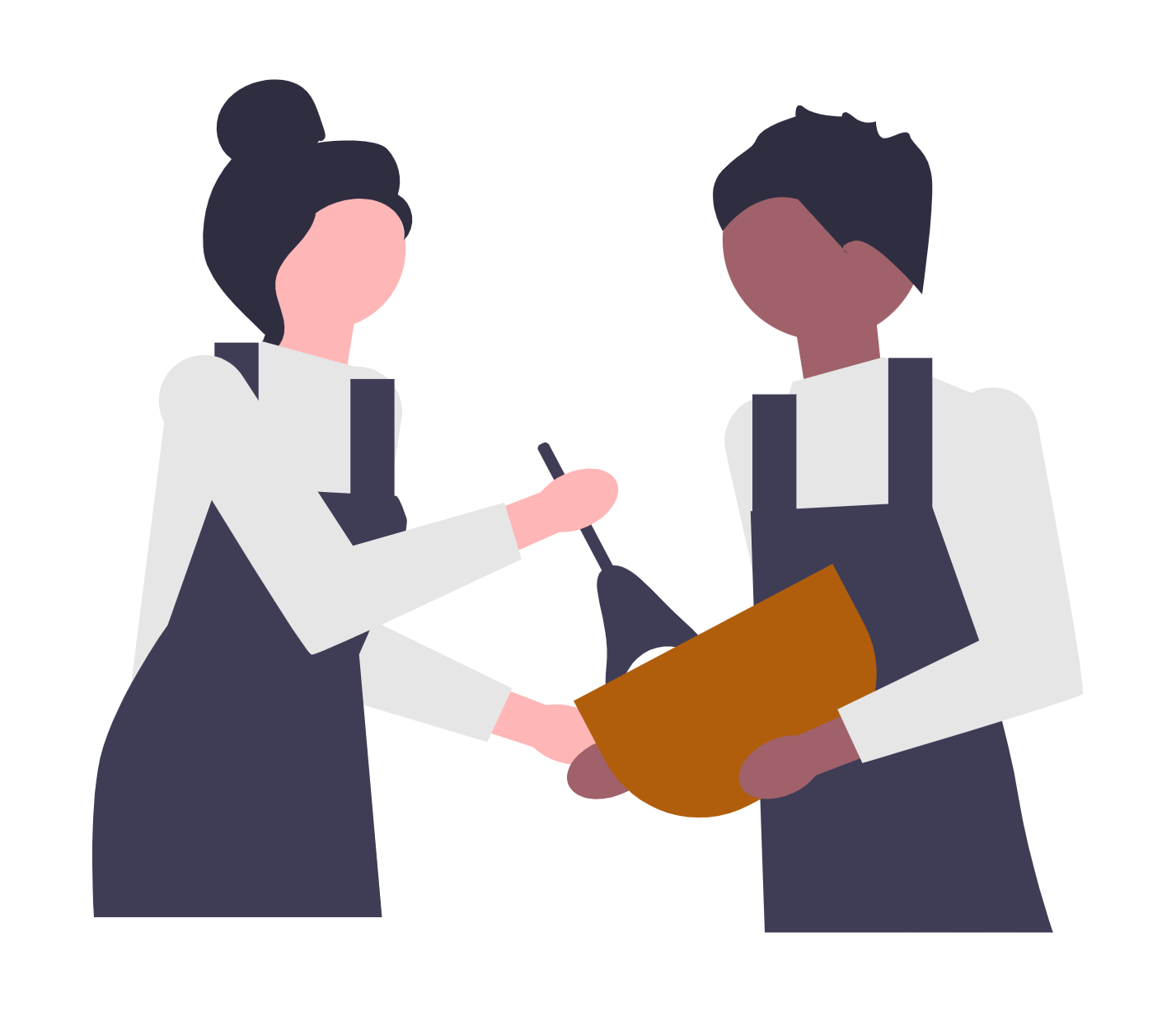 An image of people in catering, mixing in a bowl.