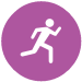 A Purple circle with a running stick figure inside.