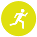 A Yellow circle with a running stick figure inside.