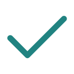 A tick mark, colour teal