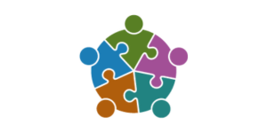 Jigsaw pieces making up a circle with the heads and shoulders of people coming outward from each section.