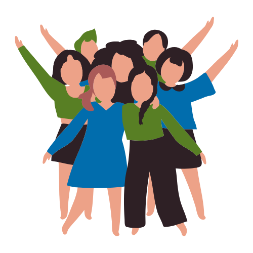 A cartoon image of a group of people.