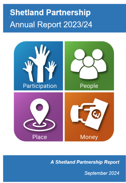 image of the front cover of the annual report - including the participation, people, place and money logos