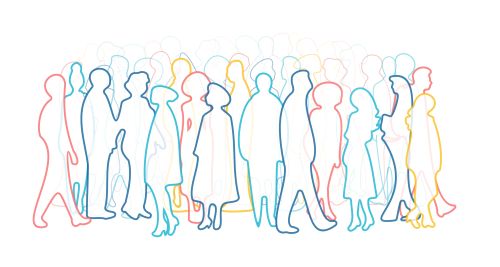 outline of lots of people