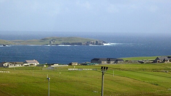 View over Sandwick towards Mousa and Mousa Sound