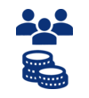 Icon showing people and coins, representing population and economy