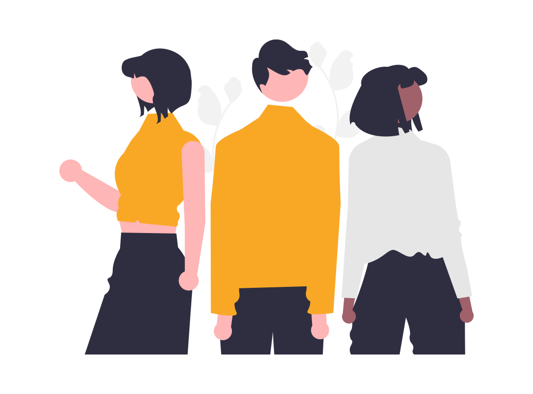 Three people standing together.