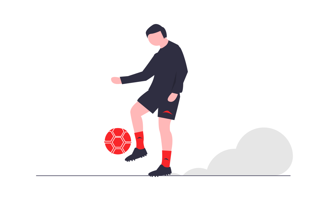 Person in a football kit playing with a football.