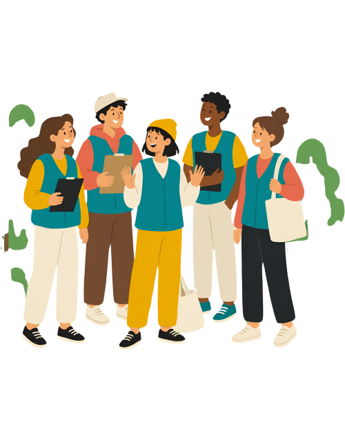 group of young people volunteering